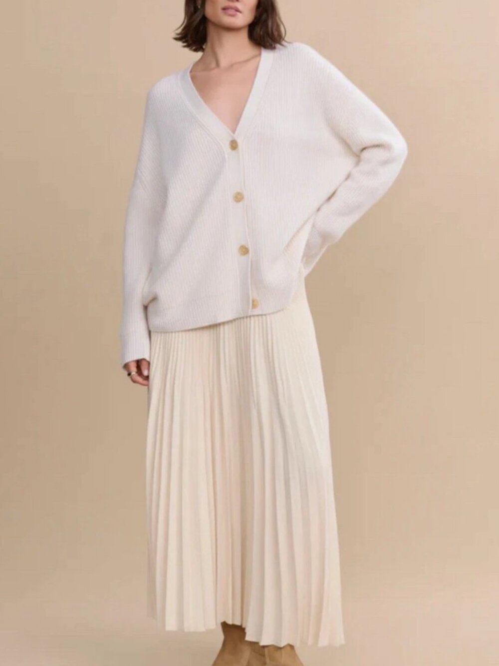 Jenny Kayne Cashmere White Ivory Cocoon Cardigan XXS  S